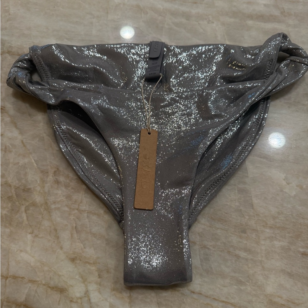 Skims LIQUID SHINE TWISTED SWIM BIKINI BOTTOM NWT - SMOKE